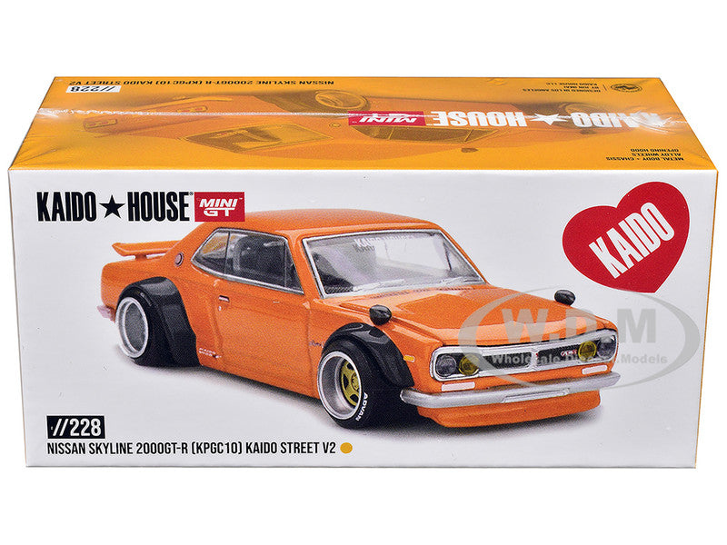 Nissan Skyline 2000GT-R (KPGC10) RHD (Right Hand Drive) "Kaido Street V2" Yellow (Designed by Jun Imai) "Kaido House" Special 1/64 Diecast Model Car by Mini GT