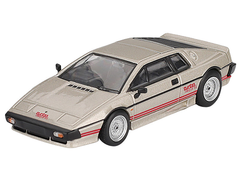 Lotus Esprit Turbo Silver Metallic with Red Stripes Limited Edition 1/64 Diecast Model Car by Mini GT